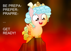 Size: 1936x1400 | Tagged: safe, artist:squipycheetah, edit, imported from derpibooru, cozy glow, pony, ..., be prepared, cozybetes, cute, female, movie reference, solo, stuttering, the lion king