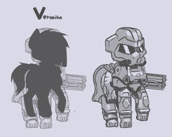 Size: 1111x885 | Tagged: safe, artist:ivyredmond, imported from derpibooru, oc, pony, fallout equestria, armor, clothes, gun, power armor, suit, weapon