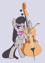 Size: 497x701 | Tagged: safe, artist:ivyredmond, imported from derpibooru, octavia melody, earth pony, pony, background pony, bipedal, bow (instrument), cello, female, hoof hold, musical instrument, solo