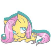 Size: 200x200 | Tagged: safe, artist:cloudbrownie, imported from derpibooru, fluttershy, pony, chibi, cute, female, prone, shyabetes, simple background, smol, solo, transparent background