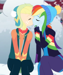 Size: 506x602 | Tagged: safe, artist:appledashian, artist:faithydash, artist:xfaithyhedgefoxx, imported from derpibooru, applejack, rainbow dash, equestria girls, equestria girls series, holidays unwrapped, spoiler:eqg series (season 2), appledash, female, lesbian, shipping