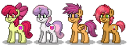 Size: 485x180 | Tagged: safe, artist:venombronypl, imported from derpibooru, apple bloom, babs seed, scootaloo, sweetie belle, pony, pony town, cutie mark crusaders, simple background, transparent background