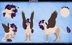 Size: 1400x877 | Tagged: safe, artist:bijutsuyoukai, imported from derpibooru, oc, oc only, oc:saffron, hippogriff, female, reference sheet, solo