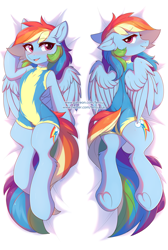 Size: 2026x3013 | Tagged: safe, artist:fensu-san, imported from derpibooru, rainbow dash, pegasus, semi-anthro, adorasexy, blushing, body pillow, body pillow design, butt, clothes, cute, female, leotard, looking at you, looking back, looking back at you, mare, plot, sexy, simple background, solo, stupid sexy rainbow dash, sweat, underhoof, uniform, white background, wonderbolt trainee uniform, wonderbolts uniform