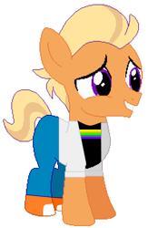 Size: 1994x3053 | Tagged: safe, artist:jawsandgumballfan24, imported from derpibooru, tender taps, earth pony, pony, adrien agreste, base used, blonde hair, clothes, cosplay, costume, male, miraculous ladybug, pants, shoes, sneakers