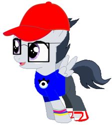 Size: 2564x2856 | Tagged: safe, artist:jawsandgumballfan24, imported from derpibooru, rumble, pegasus, pony, base used, baseball cap, cap, clothes, cosplay, costume, hat, miraculous ladybug, nino lahiffe, shirt, shoes, sneakers, t-shirt