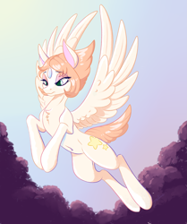 Size: 3315x3970 | Tagged: safe, artist:faline-art, imported from derpibooru, gem pony, pegasus, pony, cloud, female, gem, gem (race), mare, pearl, pearl (steven universe), ponified, solo, steven universe