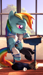 Size: 1232x2160 | Tagged: safe, artist:apexpredator923, imported from derpibooru, rainbow dash, pony, 3d, clothes, female, school uniform, schoolgirl, solo