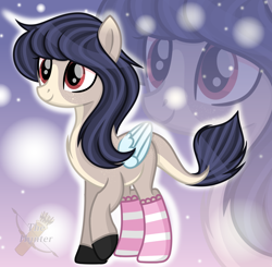 Size: 2160x2120 | Tagged: safe, artist:domina-venatricis, imported from derpibooru, oc, oc only, pegasus, pony, clothes, colored wings, female, mare, socks, solo, striped socks, wings, zoom layer