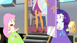 Size: 1280x718 | Tagged: safe, artist:starman1999, edit, edited screencap, imported from derpibooru, screencap, chestnut magnifico, fluttershy, rarity, equestria girls, movie magic, spoiler:eqg specials, clothes, high heels, legs, long skirt, shoes, skirt