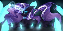 Size: 2000x1000 | Tagged: safe, artist:redheartponiesfan, imported from derpibooru, nightmare rarity, pony, female, magic, prone, solo