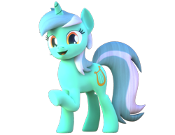 Size: 1400x1080 | Tagged: safe, artist:theadorableoshawott, imported from derpibooru, lyra heartstrings, pony, unicorn, 3d, blender, cute, female, happy, looking at you, lyrabetes, mare, raised hoof, simple background, smiling, solo, transparent background