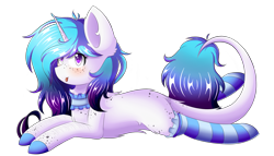 Size: 2520x1440 | Tagged: safe, artist:prism(not colourful), artist:xprismxx, imported from derpibooru, oc, oc only, pony, unicorn, choker, clothes, female, mare, prone, simple background, socks, solo, striped socks, transparent background