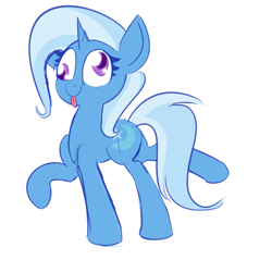 Size: 2019x1934 | Tagged: safe, artist:nevaylin, imported from derpibooru, trixie, pony, unicorn, butt, colored pupils, cute, derp, diatrixes, female, mare, plot, raised hoof, silly, silly pony, simple background, solo, tongue out, white background