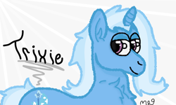 Size: 1154x692 | Tagged: safe, artist:magnetarium, imported from derpibooru, trixie, pony, unicorn, abstract background, chest fluff, female, lidded eyes, mare, solo