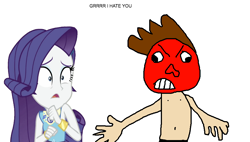 Size: 900x510 | Tagged: safe, artist:crazyjoez, imported from derpibooru, rarity, equestria girls, equestria girls series, 1000 hours in ms paint, abuse, angry face, background pony strikes again, bully, bullying, downvote bait, female, geode of shielding, magical geodes, male, male nipples, nipples, nudity, op is a duck, op is trying to start shit, raribuse, red face, shocked, simple background, wat, white background, why, wide eyes