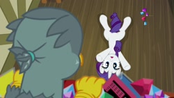 Size: 1920x1080 | Tagged: safe, imported from derpibooru, screencap, gabby, rarity, griffon, pony, dragon dropped, gem