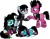Size: 1983x1550 | Tagged: safe, artist:lightningbolt, derpibooru exclusive, imported from derpibooru, oc, oc only, oc:emo lad, oc:goth lass, oc:punk dude, oc:scene chick, earth pony, pony, .svg available, anarchy, arm warmers, bags under eyes, bridge piercing, brother and sister, cd player, choker, clandestine industries, clothes, dyed mane, dyed tail, ear piercing, earbuds, earring, emo, eyebrow piercing, eyeliner, eyeshadow, family, father, female, fingerless gloves, floppy ears, frown, gauges, gem, gloves, goth, group, holding hooves, hoodie, hoof hold, husband and wife, jacket, jewelry, leather jacket, leg band, lidded eyes, lip piercing, long sleeves, looking at each other, makeup, male, mare, mohawk, mother, neck piercing, necklace, nose piercing, pierce the veil, piercing, prone, punk, raised hoof, sad, safety pin, scene, scene kid, shipping, shirt, show accurate, siblings, simple background, skirt, sleeveless, smiling, snake bites, socks, stallion, standing, straight, striped hoodie, striped socks, studded bracelet, svg, t-shirt, tail band, tattoo, tongue out, tongue piercing, transparent background, transparent skirt, undershirt, vector