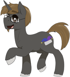 Size: 1163x1283 | Tagged: safe, artist:t72b, imported from derpibooru, oc, oc only, oc:funnygamer95, pony, unicorn, facial hair, glasses, goatee, raised hoof, simple background, solo, transparent background