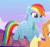 Size: 277x261 | Tagged: safe, imported from derpibooru, screencap, applejack, rainbow dash, earth pony, pony, unicorn, rainbow roadtrip, animated, cropped, cute, dashabetes, female, gif, solo focus