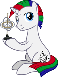 Size: 1706x2289 | Tagged: safe, artist:lightning stripe, derpibooru exclusive, imported from derpibooru, oc, oc only, oc:journal, oc:journal.pone, pony, unicorn, 2020 community collab, derpibooru community collaboration, blue eyes, cutie mark, gyroscope, holding, horn, male, multicolored hair, multicolored mane, multicolored tail, plos one, show accurate, simple background, sitting, solo, stallion, transparent background, vector, white coat