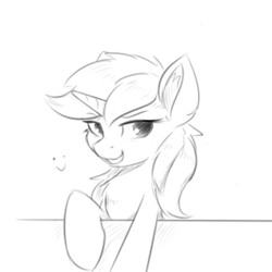 Size: 346x346 | Tagged: safe, artist:d.w.h.cn, imported from derpibooru, lyra heartstrings, pony, unicorn, female, mare, monochrome, simple background, sketch, smiling, solo, white background