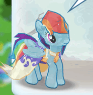 Size: 185x189 | Tagged: safe, imported from derpibooru, rainbow dash, pegasus, pony, 3d, animated, clipping, clothes, cute, dancing, dashabetes, dress, female, gameloft, gameloft shenanigans, gif, happy, shuffle, solo