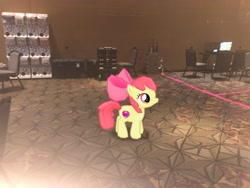 Size: 4032x3024 | Tagged: safe, imported from derpibooru, photographer:undeadponysoldier, apple bloom, earth pony, pony, augmented reality, convention, female, filly, gameloft, ichibancon, irl, photo, ponies in real life, solo