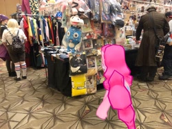 Size: 4032x3024 | Tagged: safe, imported from derpibooru, photographer:undeadponysoldier, pinkie pie, earth pony, human, pony, clothes, convention, cosplay, costume, fairy tail, female, happy (fairy tail), ichibancon, irl, irl human, mare, photo, plushie, ponies in real life, spongebob squarepants