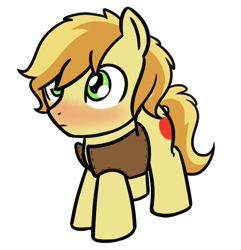 Size: 727x755 | Tagged: safe, artist:neuro, imported from derpibooru, braeburn, earth pony, pony, blushing, braebetes, chibi, colt, cute, hatless, male, missing accessory, simple background, solo, stallion, transparent background, weapons-grade cute