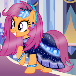 Size: 1000x1000 | Tagged: safe, artist:emeraldblast63, artist:katya, deleted from derpibooru, edit, imported from derpibooru, scootaloo, clothes, dress, gala dress, glow, glowing, older, vector