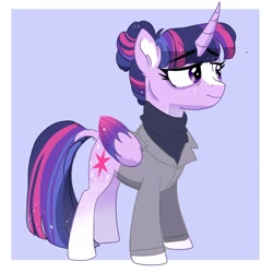 Size: 1200x1200 | Tagged: safe, artist:scarletskitty12, imported from derpibooru, twilight sparkle, alicorn, pony, blaze (coat marking), clothes, coat markings, facial markings, female, jacket, older, older twilight, scholar, simple background, solo, twilight sparkle (alicorn)