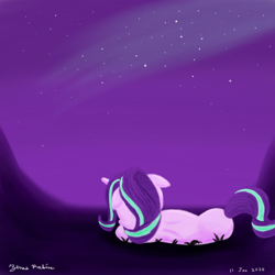 Size: 1000x1000 | Tagged: safe, artist:rockhoppr3, imported from derpibooru, part of a set, starlight glimmer, pony, unicorn, female, floppy ears, lying down, mare, solo