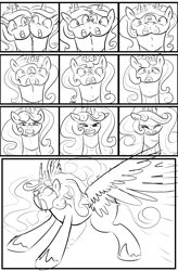 Size: 1800x2740 | Tagged: safe, artist:candyclumsy, imported from derpibooru, oc, oc:princess luminescent love, oc:princess morning star, oc:queen galaxia, oc:queen galaxia (bigonionbean), alicorn, pony, comic:the fusion flashback 2, alicorn princess, basement, canterlot, canterlot castle, chamber, comic, commissioner:bigonionbean, concerned, cutie mark, embarrassed, ethereal mane, flashback, forced, fusion, fusion:princess cadance, fusion:princess celestia, fusion:princess luminescent love, fusion:princess luna, fusion:princess morning star, fusion:queen galaxia, fusion:twilight sparkle, jewelry, magic, merge, merging, royalty, shocked, sketch, sketch dump, surprised, swelling, writer:bigonionbean