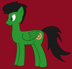 Size: 1000x954 | Tagged: safe, artist:bad_karma, imported from derpibooru, oc, oc only, oc:karma, pegasus, pony, male, red background, simple background, stallion, standing