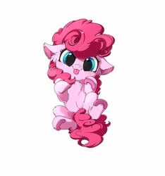 Size: 3000x3200 | Tagged: safe, artist:drtuo4, imported from derpibooru, pinkie pie, earth pony, pony, :p, chest fluff, colored hooves, cute, diapinkes, ear fluff, female, floppy ears, leg fluff, looking at you, mare, on back, simple background, solo, tongue out, white background