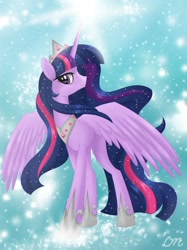 Size: 1024x1366 | Tagged: safe, artist:sunshineshiny, imported from derpibooru, twilight sparkle, alicorn, pony, the last problem, crown, ethereal mane, female, hoof shoes, jewelry, mare, older, older twilight, peytral, princess twilight 2.0, profile, twilight sparkle (alicorn)