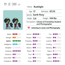 Size: 1450x1450 | Tagged: safe, imported from derpibooru, oc, oc only, oc:rushlight, earth pony, pony, pony town, clothes, freckles, glasses, hat, headphones, male, oc card, school of friendship