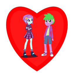 Size: 800x800 | Tagged: safe, imported from derpibooru, spike, sunny flare, equestria girls, human spike, shadowbolts, shipping, shipping heart, spikeflare