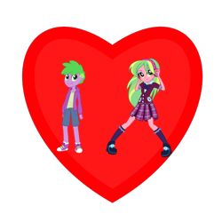 Size: 800x800 | Tagged: safe, imported from derpibooru, lemon zest, spike, equestria girls, human spike, shadowbolts, shipping, shipping heart, spikezest