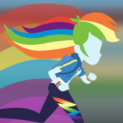 Size: 5000x5000 | Tagged: safe, artist:egor418, imported from derpibooru, rainbow dash, equestria girls, equestria girls series, run to break free, spoiler:eqg series (season 2), backpack, clothes, cute, dashabetes, female, geode of super speed, jacket, lineless, magical geodes, minimalist, modern art, pants, run, running, solo