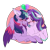 Size: 1500x1500 | Tagged: safe, artist:mysticcoral, imported from derpibooru, starlight glimmer, twilight sparkle, alicorn, pony, unicorn, blushing, colored wings, ear fluff, eyes closed, female, glowing horn, heart, horn, lesbian, magic, mare, shipping, twilight sparkle (alicorn), twistarlight, wings