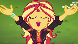 Size: 1920x1080 | Tagged: safe, imported from derpibooru, screencap, sunset shimmer, equestria girls, equestria girls series, sunset's backstage pass!, spoiler:eqg series (season 2), female, music festival outfit, solo