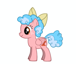 Size: 535x449 | Tagged: safe, imported from derpibooru, cozy glow, pegasus, pony, pony creator, accessories, accessory, bow, female, filly, foal, freckles, simple background, smiling, solo, white background, wings