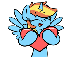 Size: 2560x1920 | Tagged: safe, artist:kimjoman, artist:php142, imported from derpibooru, part of a set, oc, oc only, oc:dusking sky, alicorn, pegasus, pony, cute, female, heart, mare, simple background, smiling, solo, spread wings, transparent background, wings, ych result
