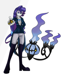 Size: 1300x1600 | Tagged: safe, artist:geraritydevillefort, imported from derpibooru, rarity, chandelure, the count of monte rainbow, equestria girls, female, poké ball, pokéball, pokémon, rarifort, solo, the count of monte cristo, ultra ball, villefort
