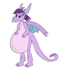Size: 960x1140 | Tagged: safe, artist:ftd23, deleted from derpibooru, imported from derpibooru, prominence, dragon, belly, big belly, dragoness, female, lidded eyes, pregnant, simple background, solo, transparent background