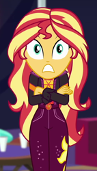 Size: 526x925 | Tagged: safe, imported from derpibooru, screencap, sunset shimmer, equestria girls, equestria girls series, sunset's backstage pass!, spoiler:eqg series (season 2), cropped, female, music festival outfit, solo