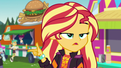 Size: 1920x1080 | Tagged: safe, imported from derpibooru, screencap, snails, snips, sunset shimmer, equestria girls, equestria girls series, sunset's backstage pass!, spoiler:eqg series (season 2), music festival outfit