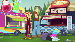 Size: 1920x1080 | Tagged: safe, imported from derpibooru, screencap, sandalwood, snips, sunset shimmer, equestria girls, equestria girls series, sunset's backstage pass!, spoiler:eqg series (season 2), music festival outfit